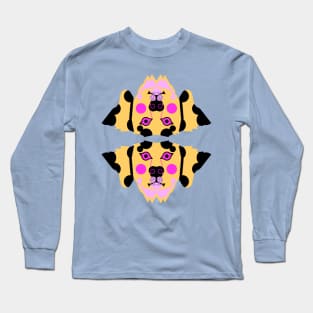 Dalmatian Dog Face, Neon pink and yellow Long Sleeve T-Shirt